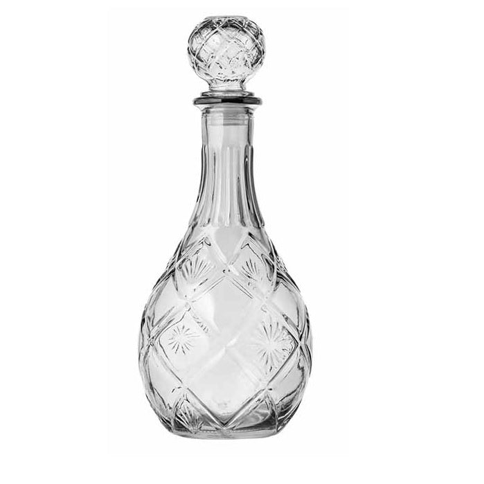 ΚΑΡΑΦΑ ΓΥΑΛΙΝΗ 850ml ΟΒΑΛ ΜΕ ΡΟΜΒΟΥΣ 8cm x h:29cm