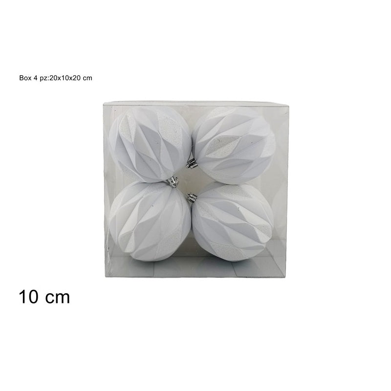 ΜΠΑΛΑ XMAS 10cm 4ΤΕΜ ΛΕΥΚΗ GLITTER