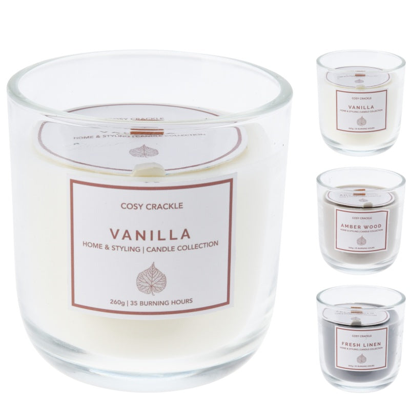 ΚΕΡΙ ΑΡΩΜΑΤΙΚΟ ΞΥΛΙΝΟ ΦΥΤΙΛΙ 260gr ΣΕ ΓΥΑΛΙΝΟ ΠΟΤΗΡΙ