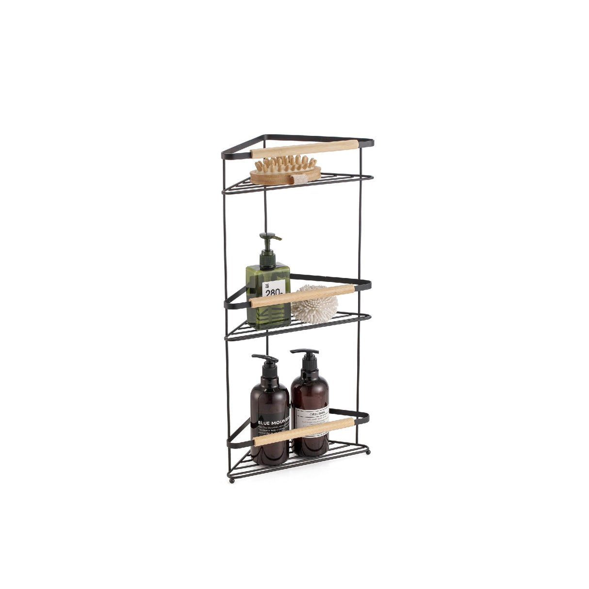 ΕΤΑΖΕΡΑ 3οροφη ΓΩΝΙΑ ΜΕΤΑΛΛΙΚΗ ΜΑΥΡΗ 21x28x58cm ΞΥΛΙΝΗ ΛΑΒΗ TNS