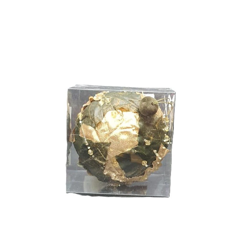 ΜΠΑΛΑ XMAS ΧΡΥΣΑ ΦΥΛΛΑ ΚΑΦΕ ΠΡΑΣΙΝΗ 11cm