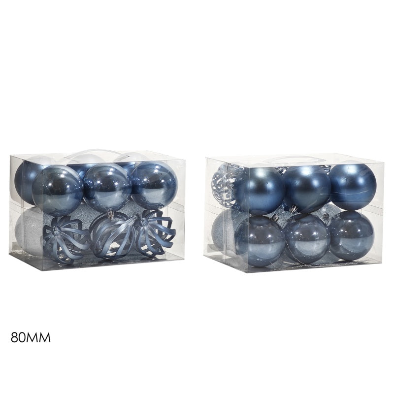 ΜΠΑΛΑ XMAS 12ΤΕΜ 8cm ΜΠΛΕ ΔΙΑΦΟΡΑ ΣΧΕΔΙΑ