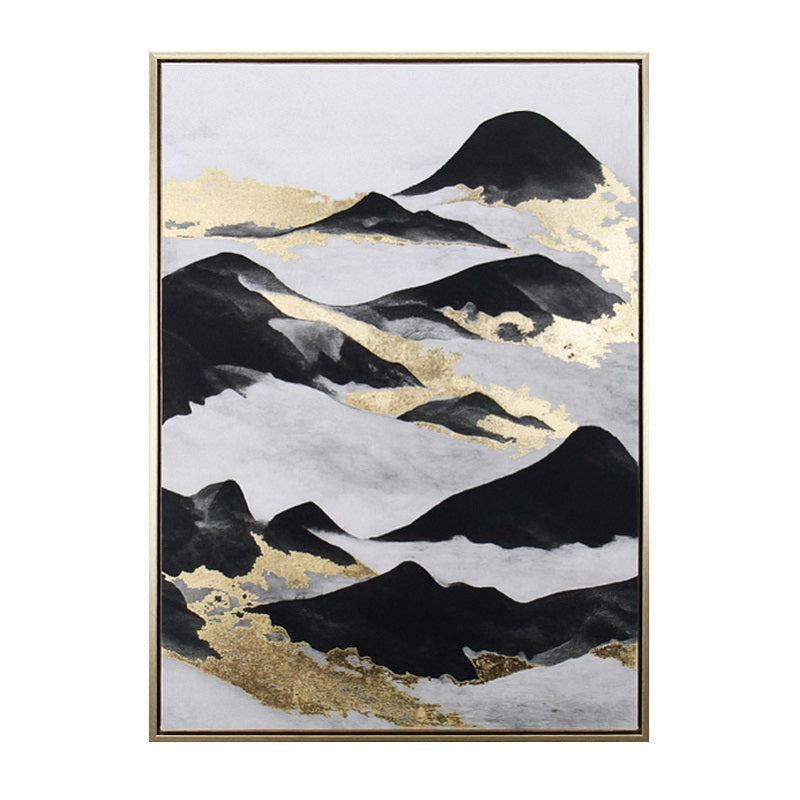 ΠΙΝΑΚΑΣ ΜΕ ΒΟΥΝΑ ΜΕ ΣΥΝΝΕΦΑ ΧΡΥΣΑ ΜΑΥΡΑ 50x70cm