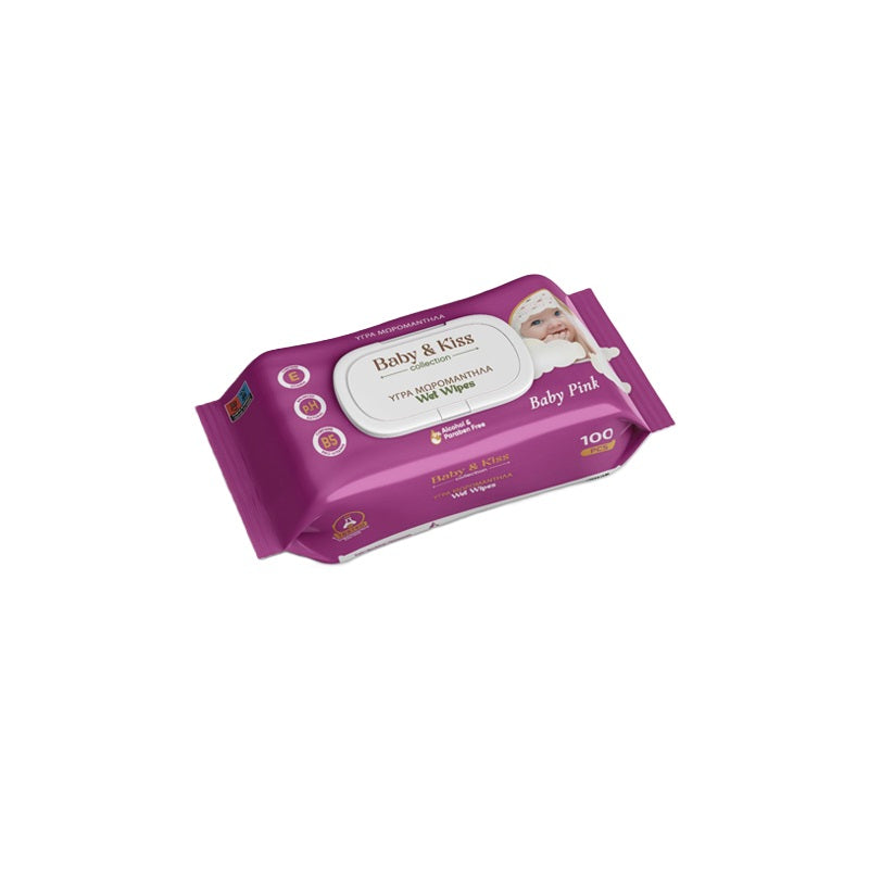 ΜΩΡΟΜΑΝΤΗΛΑ BABY KISS PINK 100ΤΕΜ ΜΕ ΚΑΠΑΚΙ