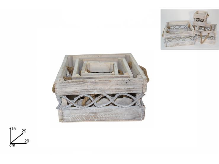 ΚΑΛΑΘΙ ΞΥΛΙΝΟ ΛΕΥΚΟ ΜΕ ΛΑΒΕΣ ΣΧΟΙΝΙ 29x29x15cm