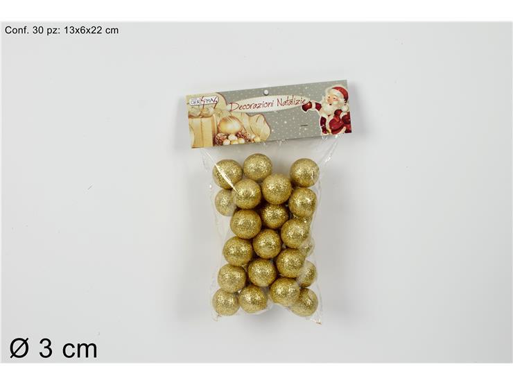 ΜΠΑΛΑ XMAS 3cm 30TEM ΧΡΥΣΗ GLITTER