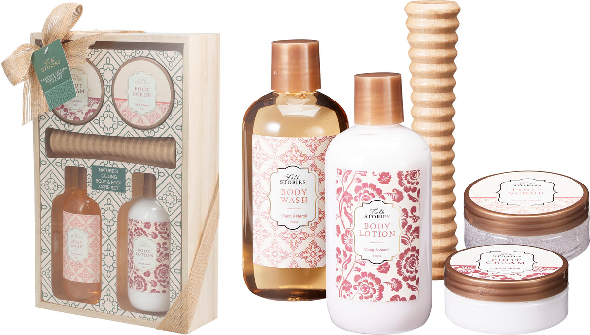 BATH SET 5ΤΕΜ FOLK STORIES ΞΥΛΙΝΟ GIFTBOX