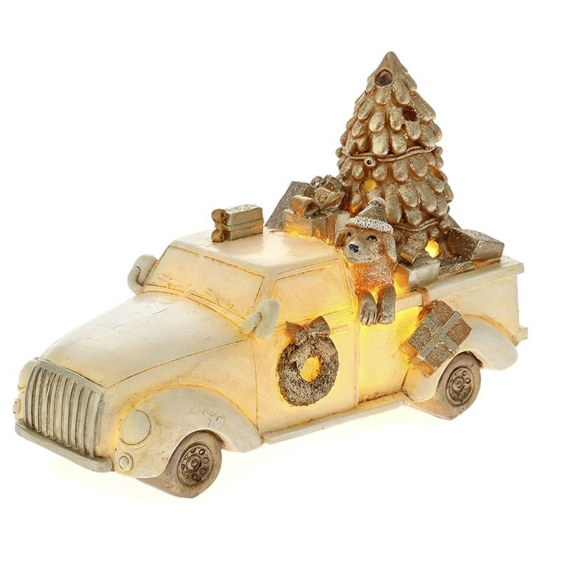 ΑΥΤΟΚΙΝΗΤΟ XMAS ΦΩΤΙΖΟΜΕΝΟ ΜΕ ΔΩΡΑ 17x8x11cm ΑΣΠΡΟ ΧΡΥΣΟ