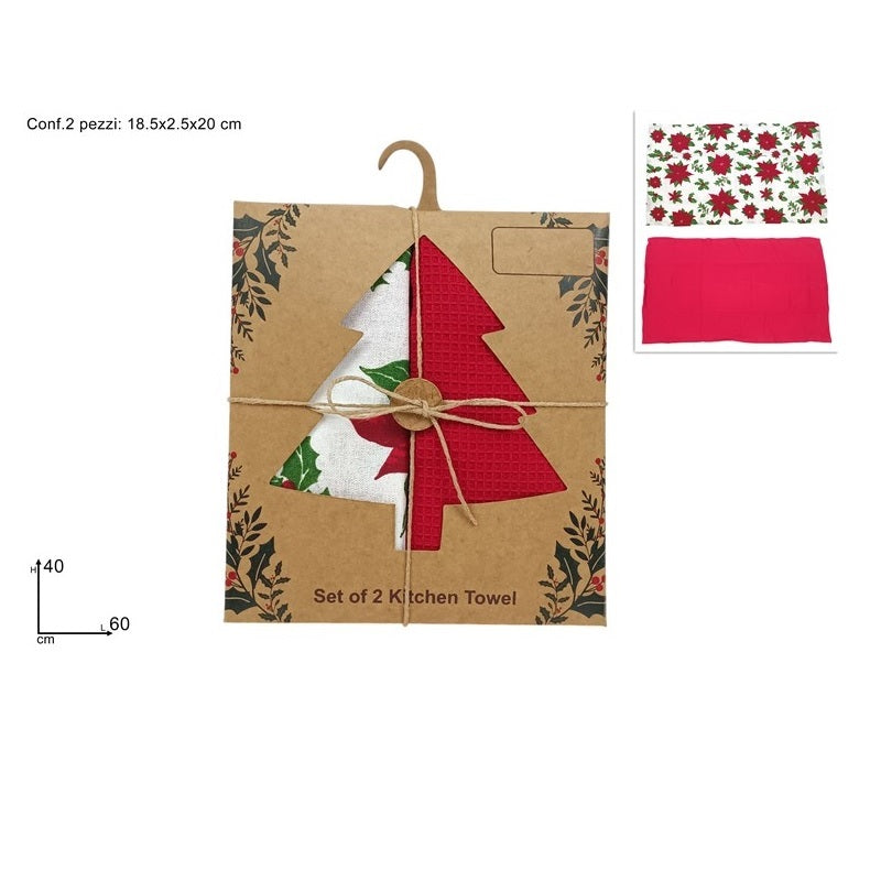 ΠΕΤΣΕΤΑ ΚΟΥΖΙΝΑΣ XMAS 2TEM 40x60cm ΠΙΚΕ & COTTON ΣΥΣΚΕΥΑΣΙΑ ΔΩΡΟΥ