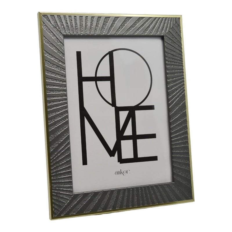 ΦΩΤΟΓΡΑΦΟΘΗΚΗ ΠΛΑΣΤΙΚΗ ΓΚΡΙ ΜΕ ΧΡΥΣΟ 15x20cm