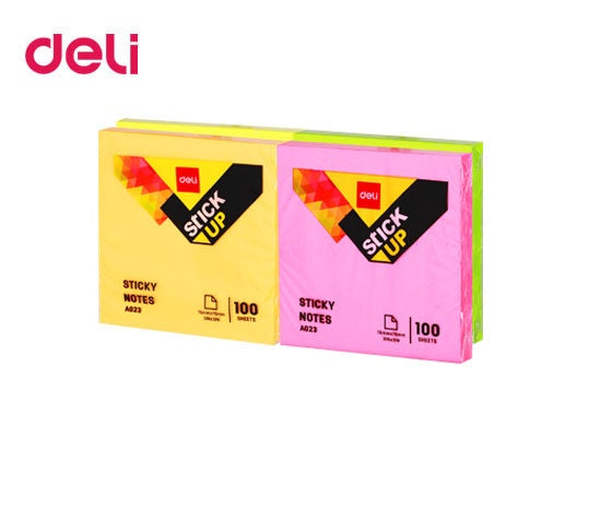 ΧΑΡΤΑΚΙΑ ΣΗΜΕΙΩΣΕΩΝ ΑΥΤΟΚΟΛΛΗΤΑ NEON 7.6x7.6εκ 100Φ DELI