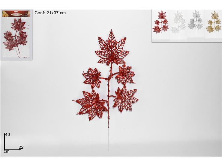 ΜΠΟΥΚΕΤΟ XMAS ΦΥΛΛΑ ΜΕ GLITTER 40εκ 4 ΧΡΩΜΑΤΑ