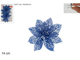 ΛΟΥΛΟΥΔΙ ΜΕ ΚΛΙΠ ΣΕΤ 2ΤΕΜ ΜΠΛΕ GLITTER 14εκ XMAS