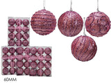 ΜΠΑΛΑ XMAS 12ΤΕΜ ΡΟΖ GLITTER 6εκ