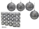 ΜΠΑΛΑ XMAS 8ΤΕΜ ΑΣΗΜΙ GLITTER 8εκ