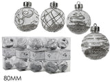 ΜΠΑΛΑ XMAS 6ΤΕΜ ΔΙΑΦΑΝΕΣ ΜΕ ΑΣΗΜΙ GLITTER 8εκ