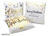 ΜΑΞΙΛΑΡΙ XMAS ΛΕΥΚΟ ΜΕ ΧΡΥΣΟ GLITTER 43x43εκ