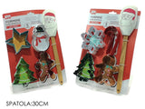 ΚΑΛΟΥΠΙΑ ΖΥΜΗΣ INOX XMAS 4ΤΕΜ ΣΕΤ ΜΕ ΣΠΑΤΟΥΛΑ ΣΙΛΙΚΟΝΗΣ VESTI CASA