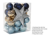 ΣΕΤ ΣΤΟΛΙΣΜΟΥ XMAS ΜΕ ΑΣΗΜΙ ΚΟΡΥΦΗ ΚΑΙ ΜΠΑΛΕΣ ΓΑΛΑΖΙΕΣ ΜΠΛΕ ΣΑΜΠΑΝΙ 33ΤΕΜ