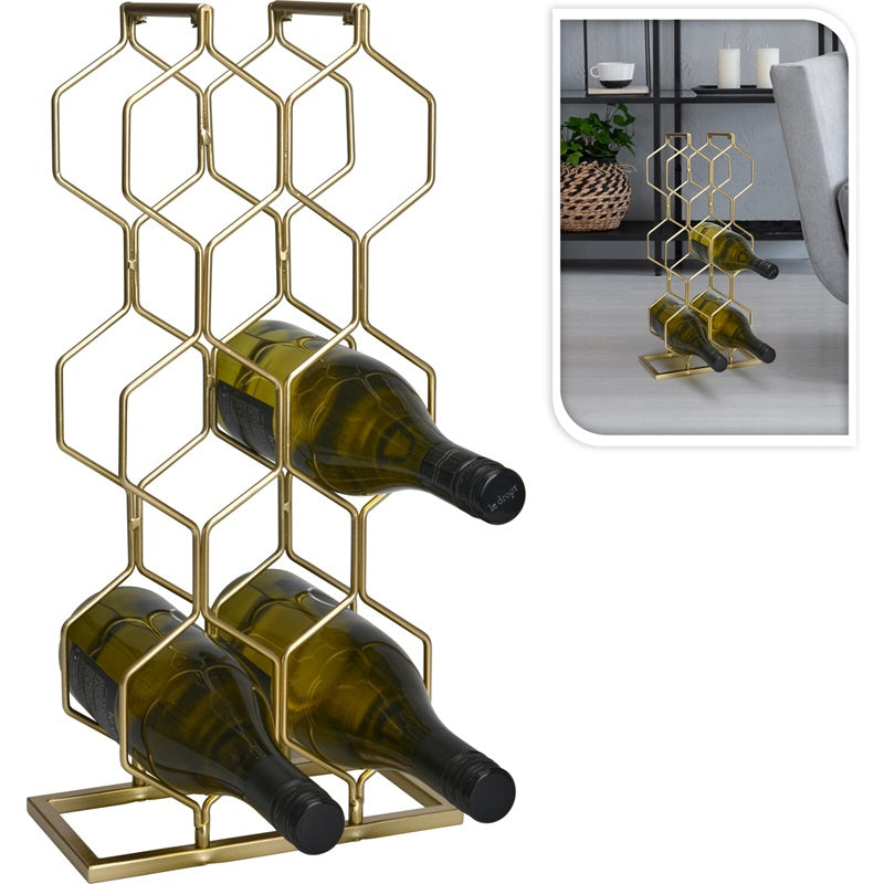 ΣΤΑΝΤ ΓΙΑ ΦΙΑΛΕΣ ΠΟΤΟΥ 8ΘΕΣΕΩΝ 23x11x48cm ΜΕΤΑΛΛΙΚΗ ΧΡΥΣΗ