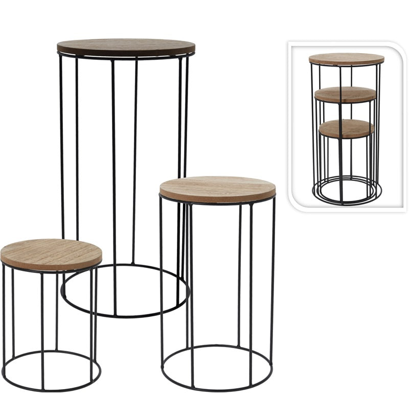 ΤΡΑΠΕΖΑΚΙ ΜΕΤΑΛΛΙΚΟ ΜΕ ΞΥΛΟ 20x16cm H&S COLLECTION