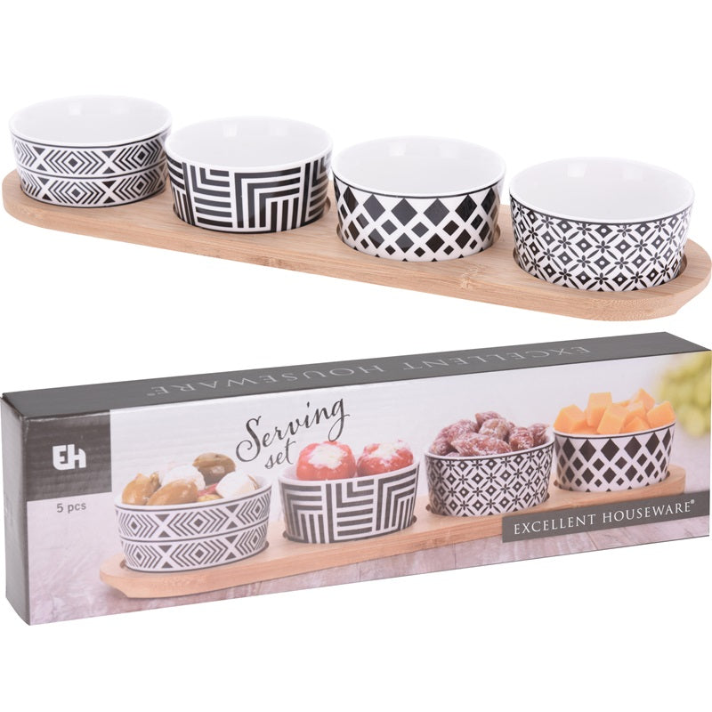 ΜΠΩΛ ΤΕΤΡΑΠΛΟ ΚΕΡΑΜΙΚΟ ΜΕ BAMBOO ΔΙΣΚΑΚΙ 38x10cm EXCELLENT HOUSEWARE