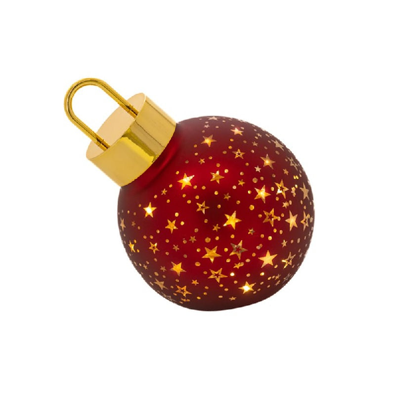 ΜΠΑΛΑ ΓΥΑΛΙΝΗ ΚΟΚΚΙΝΗ XMAS 12εκ ΜΕ ΦΩΣ