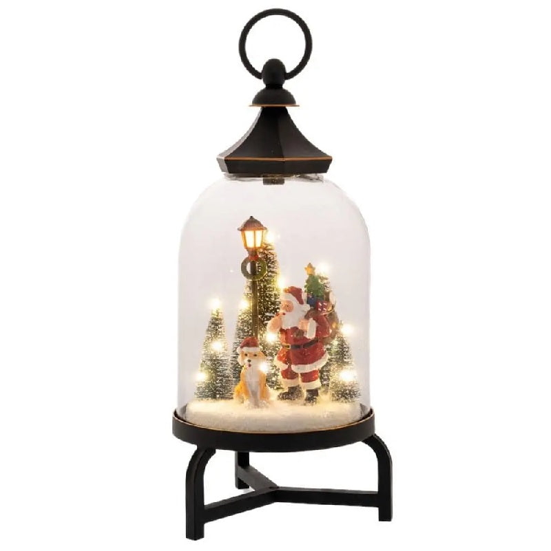 ΦΑΝΑΡΙ ΜΕ ΑΗ ΒΑΣΙΛΗ ΚΑΙ GLITTER ΧΙΟΝΙΟΥ 17x36εκ ΜΕ LED ΦΩΣ