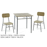 ΤΡΑΠΕΖΙ ΜΕ ΔΥΟ ΚΑΡΕΚΛΕΣ ΦΥΣΙΚΟ 70x70x75cm KAI 39.5x47x85cm