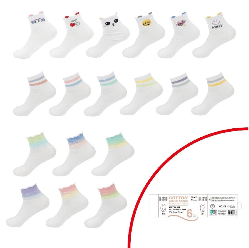 ΚΑΛΤΣΕΣ COTTON ΣΧΕΔΙΑ 6 ΖΕΥΓΗ No39-42