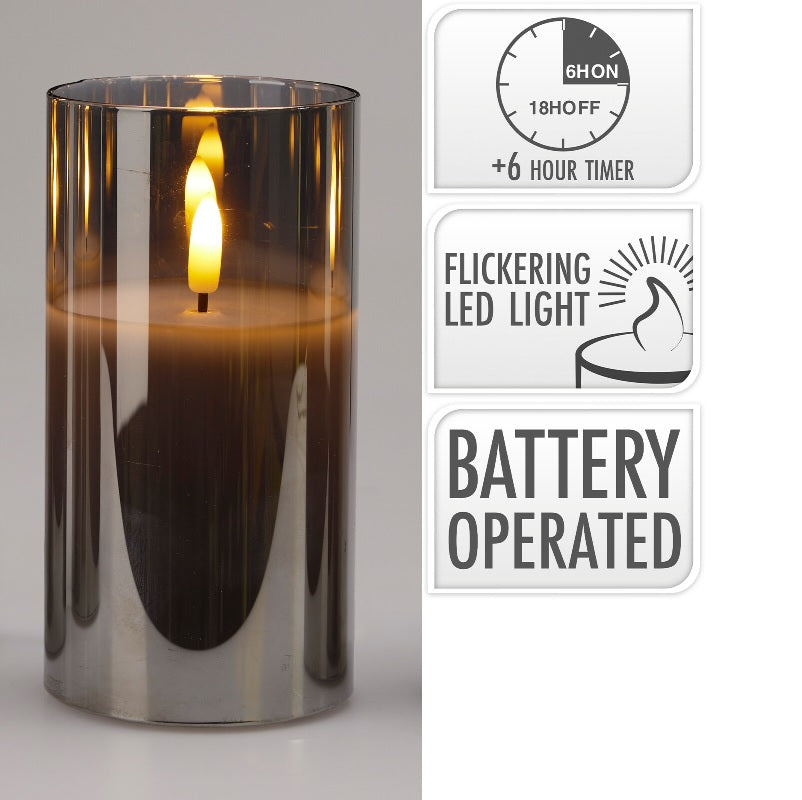 ΚΕΡΙ ΜΠΑΤΑΡΙΑΣ LED 7.5x15cm ΣΕ ΓΥΑΛΙΝΟ ΠΟΤΗΡΙ