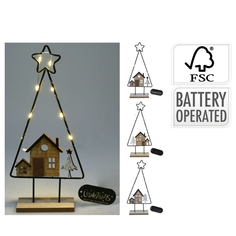 ΔΕΝΤΡΟ ΜΕ ΞΥΛΙΝΟ ΣΠΙΤΑΚΙ ΦΩΤΙΖΟΜΕΝΟ LED 29cm