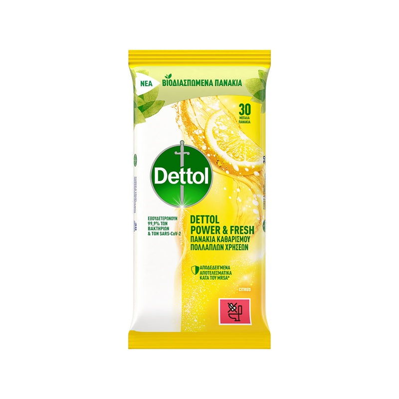 DETTOL ΠΑΝΑΚΙΑ ΚΑΘΑΡΙΣΜΟΥ CITRUS 30ΤΕΜ