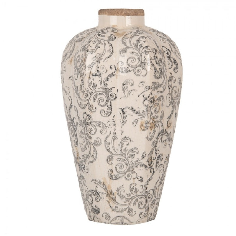 ΑΝΘΟΔΟΧΕΙΟ 21x35cm FLORAL ΓΚΡΙ ΚΕΡΑΜΙΚΟ