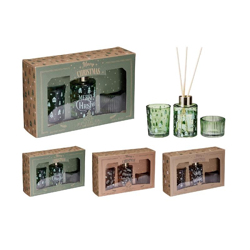 GIFT SET XMAS ΑΡΩΜΑΤΙΚΟ ΧΩΡΟΥ ΣΤΙΚ 60ml & 2ΤΕΜ ΓΥΑΛΙΝΑ ΔΟΧΕΙΑ