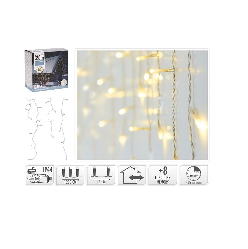 ΚΟΥΡΤΙΝΑ 360LED ΠΡΟΓΡ.ΔΙΑΦ.ΚΑΛ. ΘΕΡΜΟ ΛΕΥΚΟ 12mx52cm ΜΕ ΧΡΟΝΟΔΙΑΚΟΠΤΗ