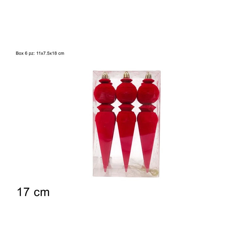 ΣΤΑΛΑΚΤΙΤΗΣ XMAS 6ΤΕΜ ΚΟΚΚΙΝΟ ΒΕΛΟΥΔΟ 18cm