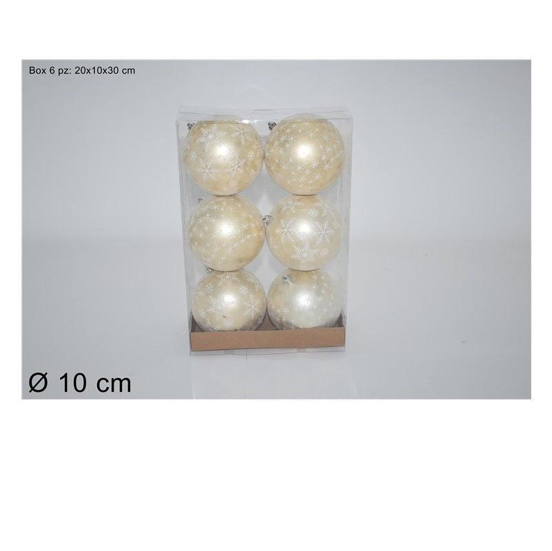 ΜΠΑΛΑ XMAS 6ΤΕΜ ΧΡΥΣΟ GLITTER ΜΕ ΧΙΟΝΟΝΙΦΑΔΕΣ 10cm